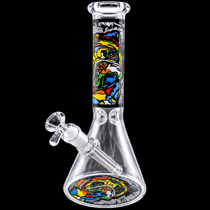 Colorful Pop Art Dog Beaker Glass Bong