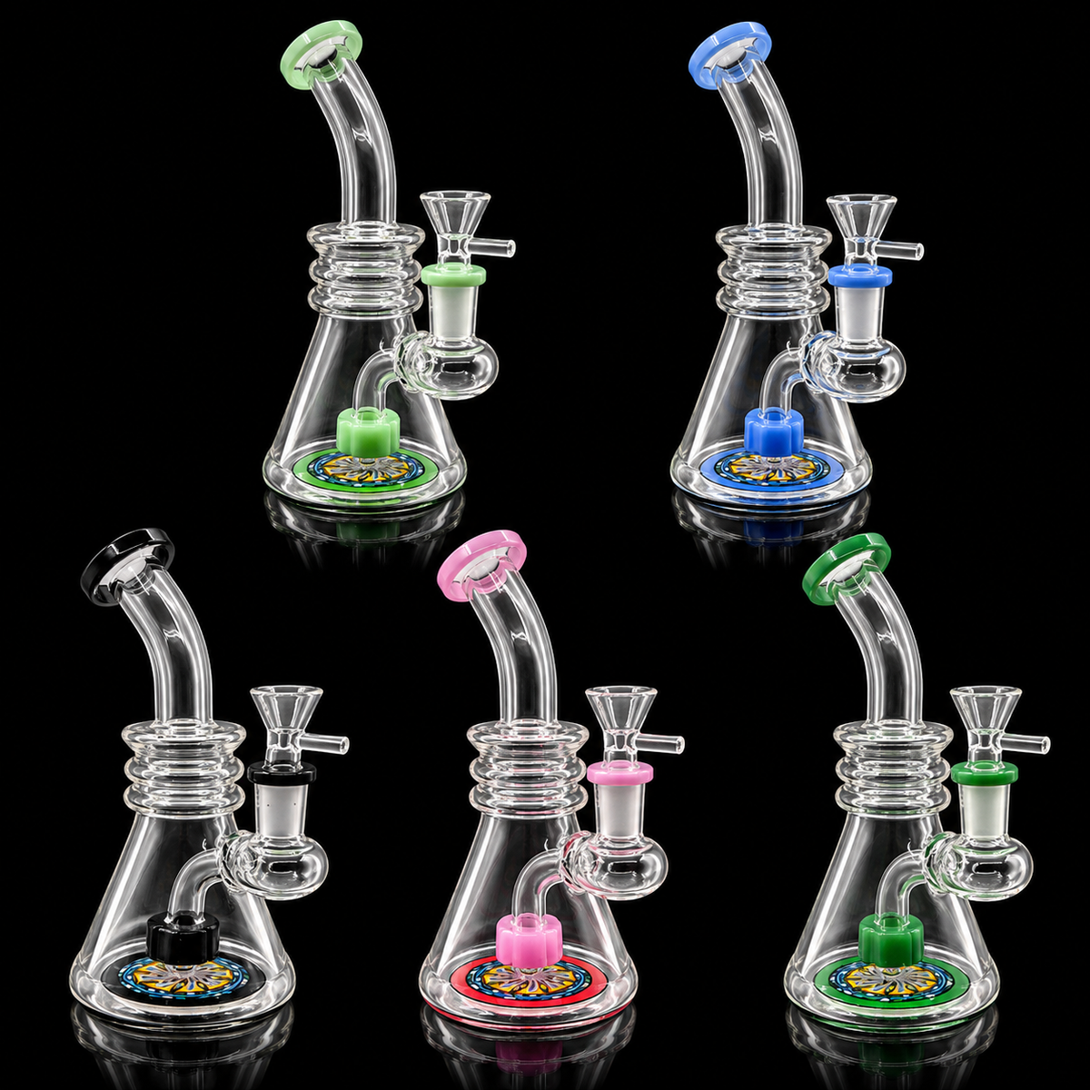 Bent Neck Glass Dab Rig with Showerhead Percolator Wholesale RK Quality Glass