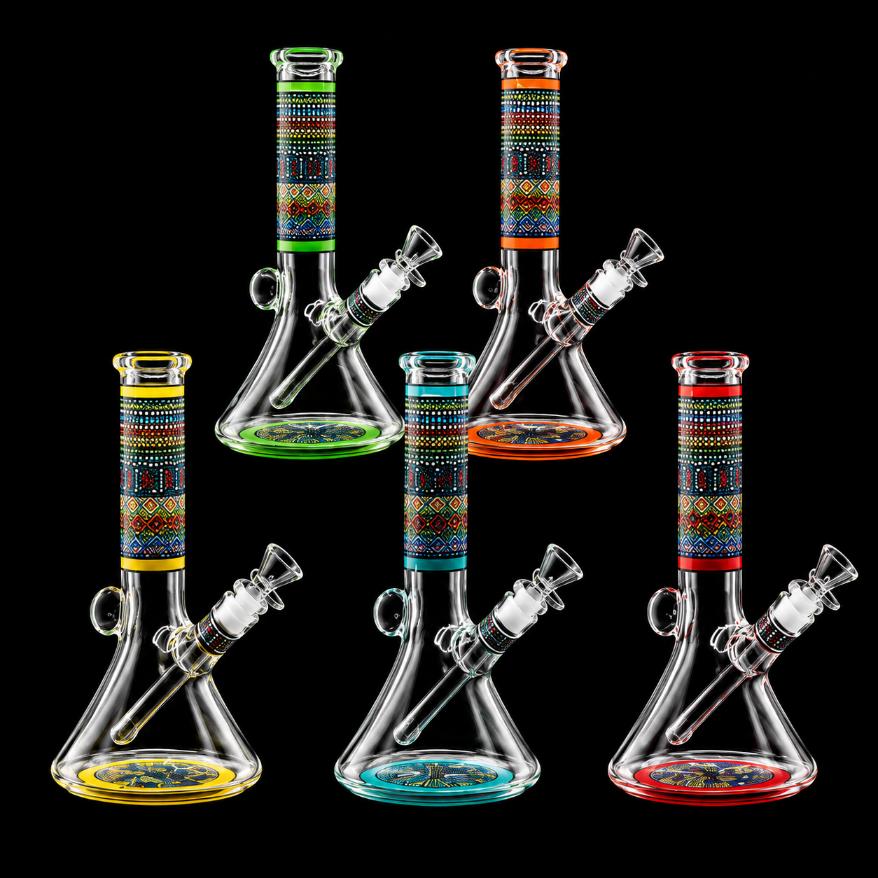 9 INCH Tribal Art Side Diamond Locket Beaker Bong