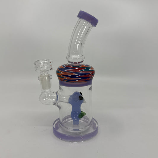 6” Cute Face Color Art Bent Dab Rig - WP275 - RK Quality Glass