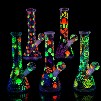 10 Inch Glow In The Dark Art Beaker Bong Wholesale