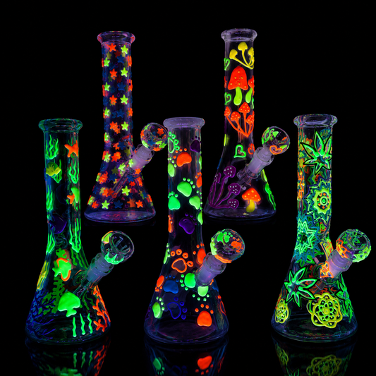 10 Inch Glow In The Dark Art Beaker Bong Wholesale