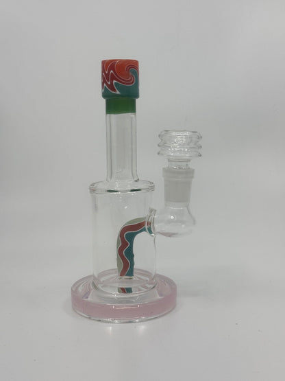 6" color art mini straight dab rig - RK Quality Glass