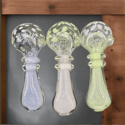 3.5” double rim frit with color dot hand pipe - HP1021 - RK Quality Glass