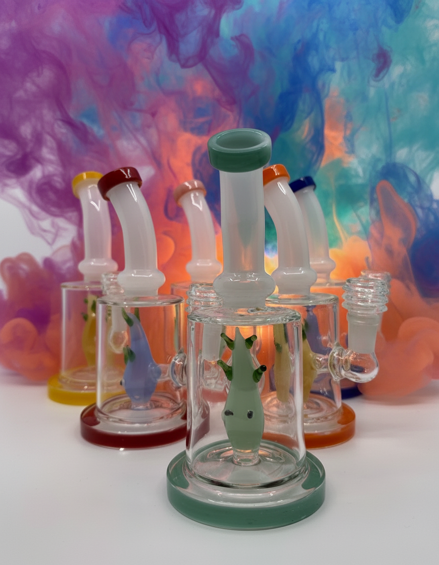 7” Fish Inserts Bent Dab Rig Wholesale - RK Quality Glass