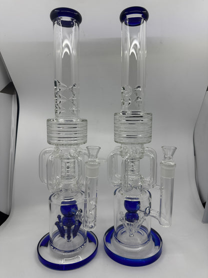 18-inch multi-showerhead recycler straight tube glass water pipe
