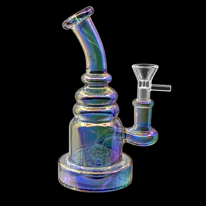 Iridescent Bent Neck Ribbed Glass Dab Rig Wholesale RK Quality Glass