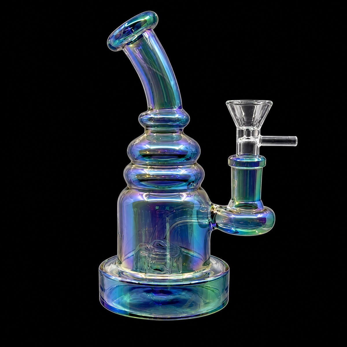 Iridescent Bent Neck Ribbed Glass Dab Rig Wholesale RK Quality Glass
