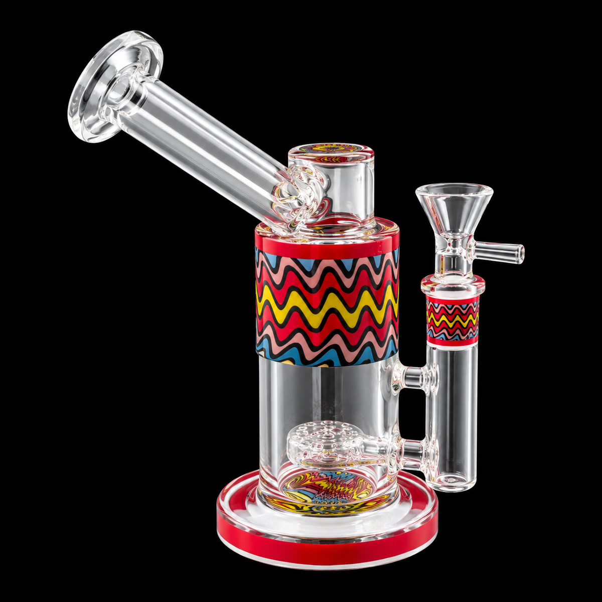 Rainbow Wave Glass Dab Rig with Angled Mouthpiece Wholesale RK Quality Glass