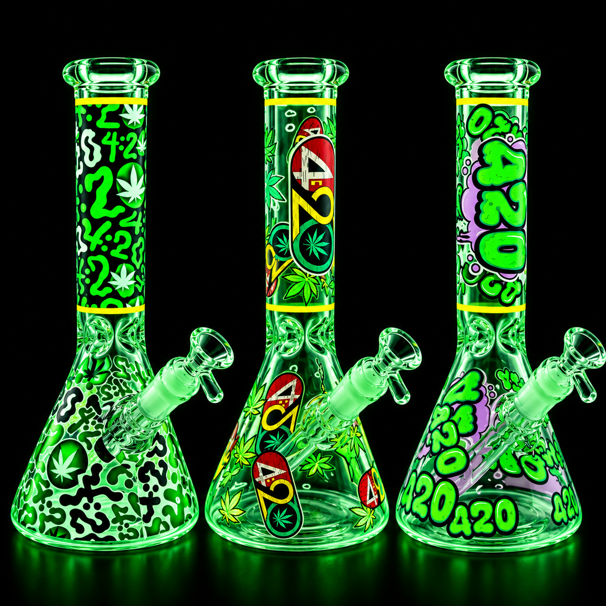 420 Graffiti Beaker Bong