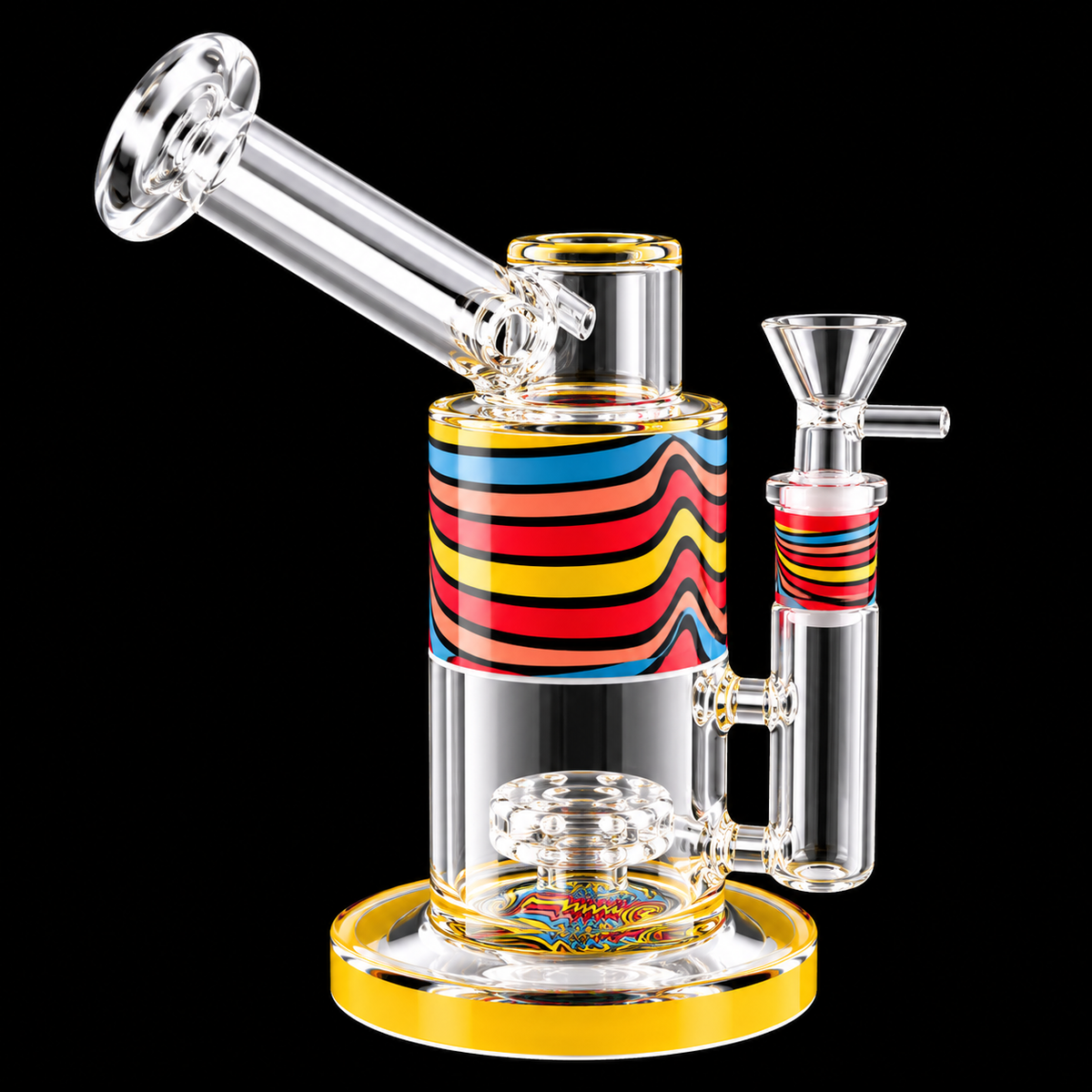 Rainbow Wave Glass Dab Rig with Angled Mouthpiece Wholesale RK Quality Glass