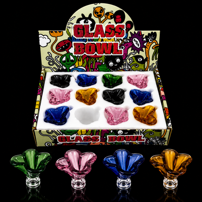 14mm Butterfly Theme Glass Bowl 12-Pack Wholesale RK Quality Glass