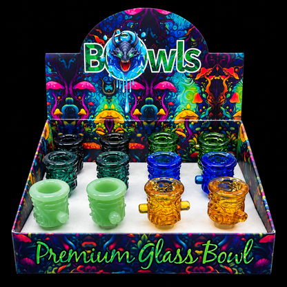 14M Color Glass Deep Hole Bowl 12 Count Per Display