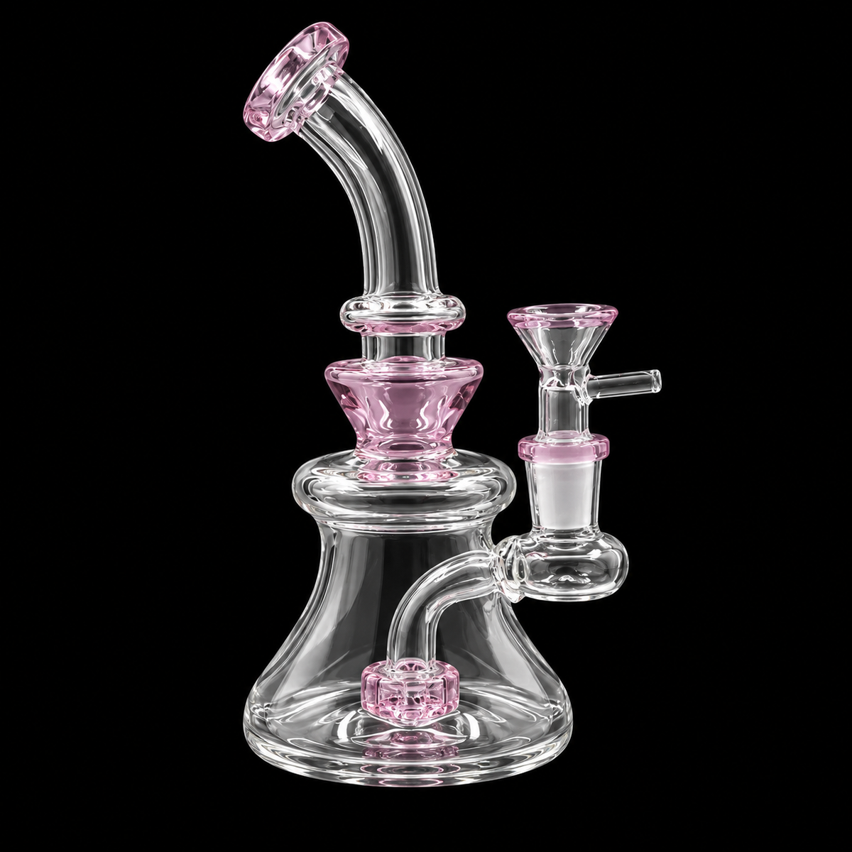 Bent Neck Bell Base Glass Dab Rig with Showerhead Percolator Wholesale RK Quality Glass