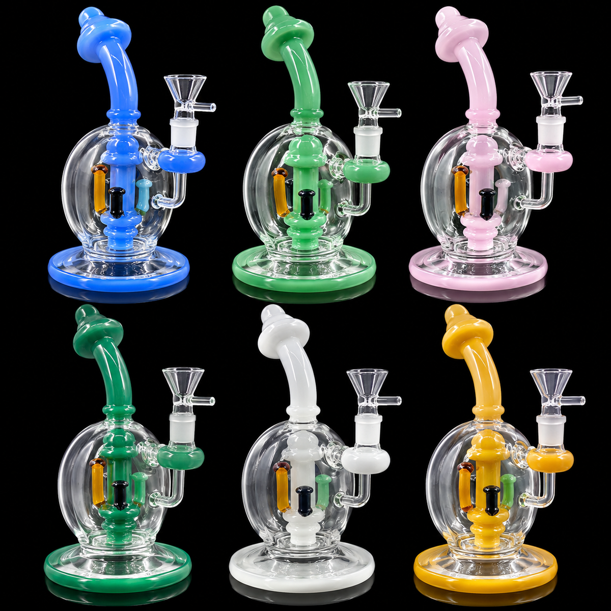 Bent Neck Mushroom Percolator Glass Dab Rig Wholesale RK Quality Glass