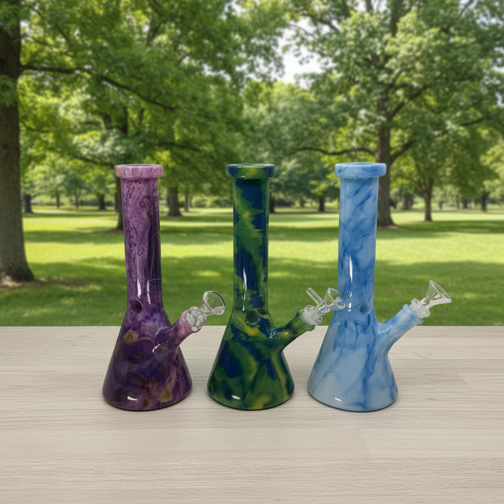 10" Multi-Color Ceramic Beaker Bong - WP270
