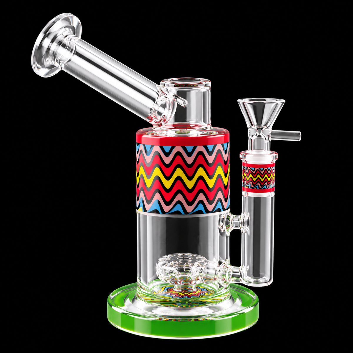 Rainbow Wave Glass Dab Rig with Angled Mouthpiece Wholesale RK Quality Glass