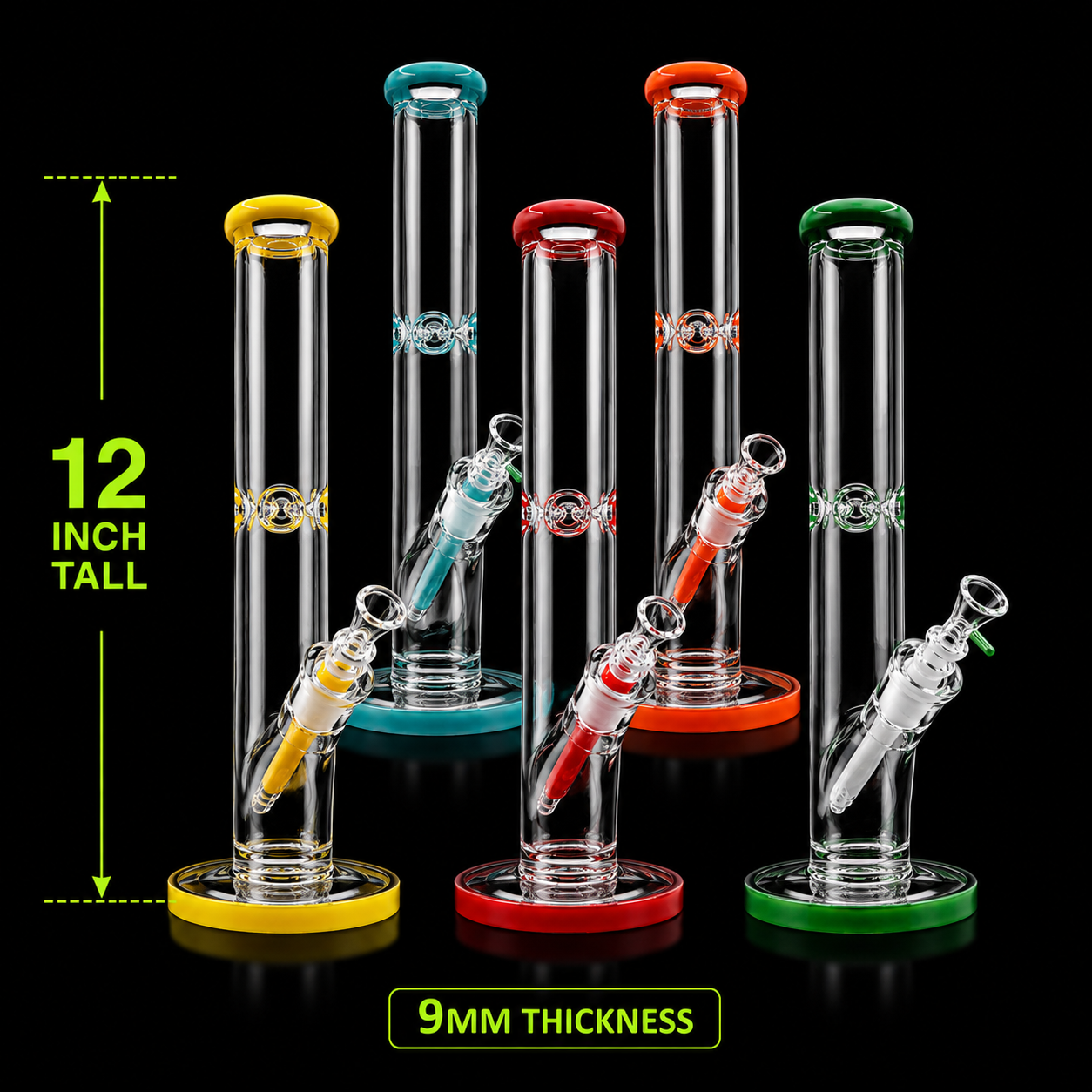12 INCH 9MM AMERICAN COLOR MOUTH STRAIGHT WATER BONG