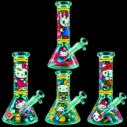 Cute Cartoon Cat Beaker Base Glass Water Bong