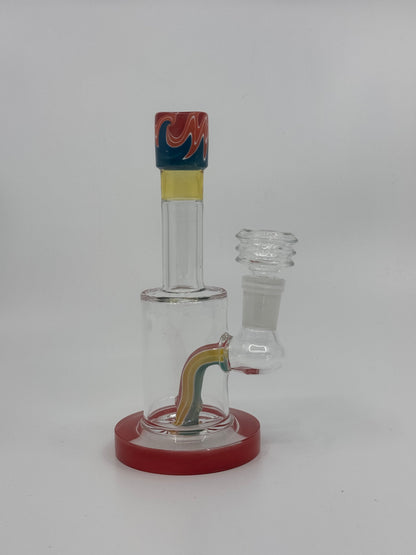6" color art mini straight dab rig - RK Quality Glass