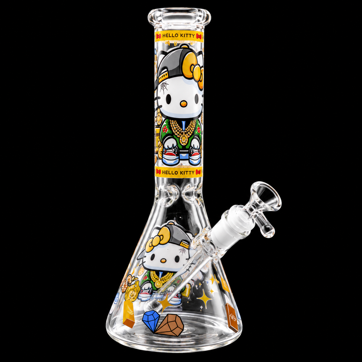 Cute Cartoon Cat Beaker Base Glass Water Bong