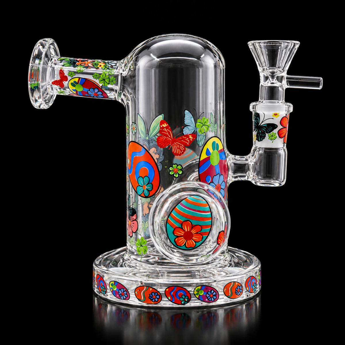 Retro Pop Art Glass Dab Rig with Side Mouthpiece Wholesale RK Quality Glass