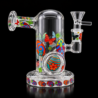 Retro Pop Art Glass Dab Rig with Side Mouthpiece Wholesale RK Quality Glass