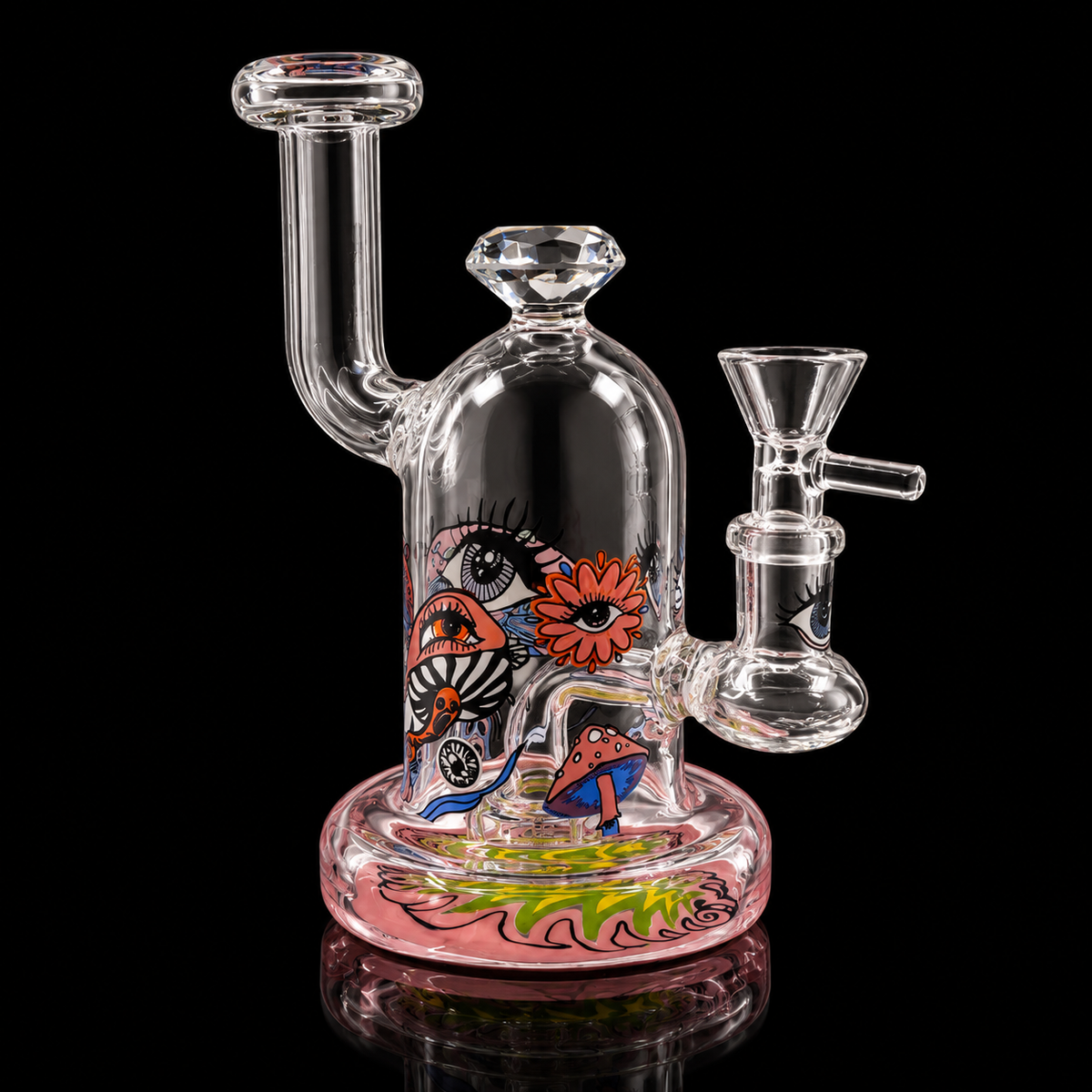 Psychedelic Mushroom & Eye Glass Dab Rig Wholesale RK Quality Glass