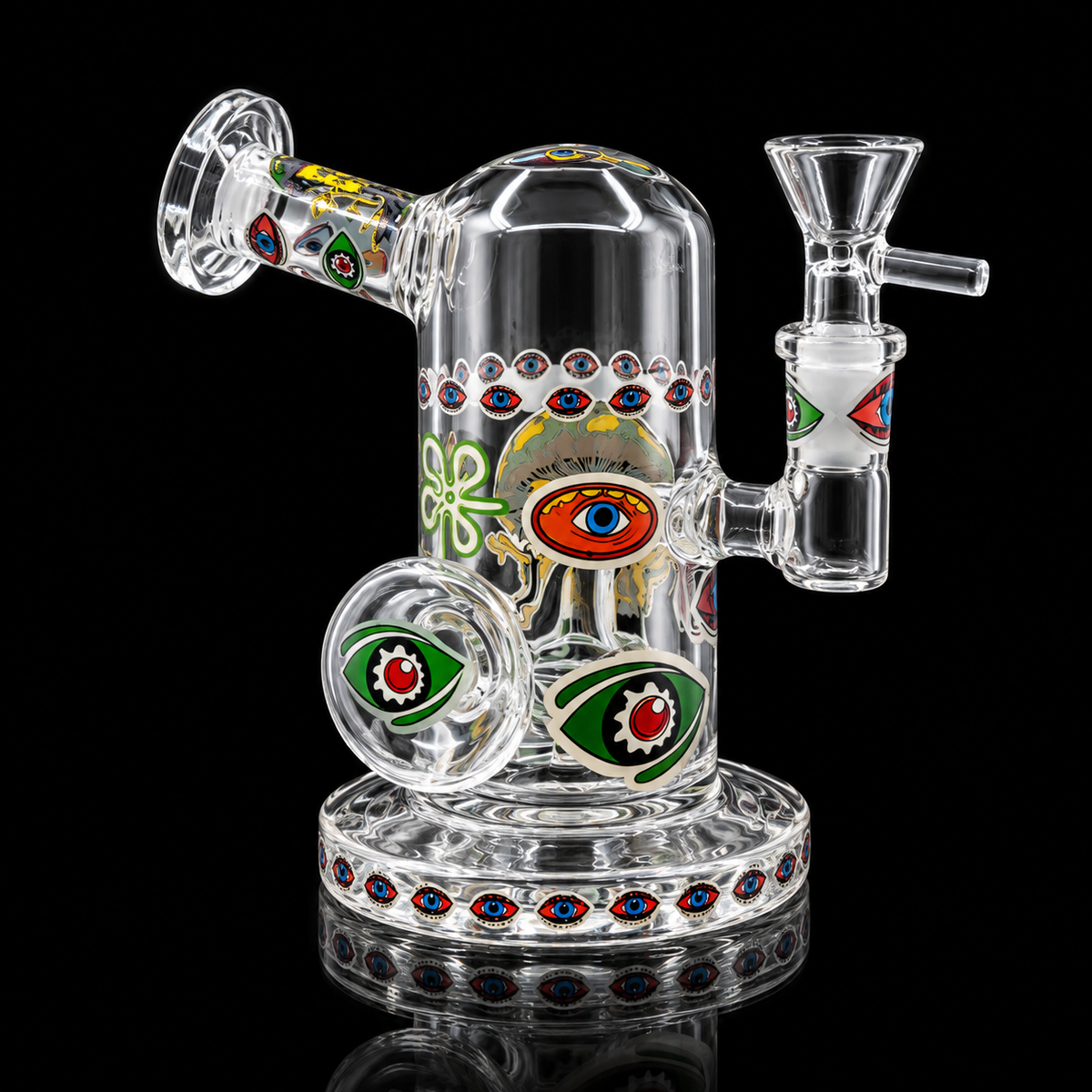 Psychedelic Eye Glass Dab Rig with Side Mouthpiece Wholesale RK Quality Glass