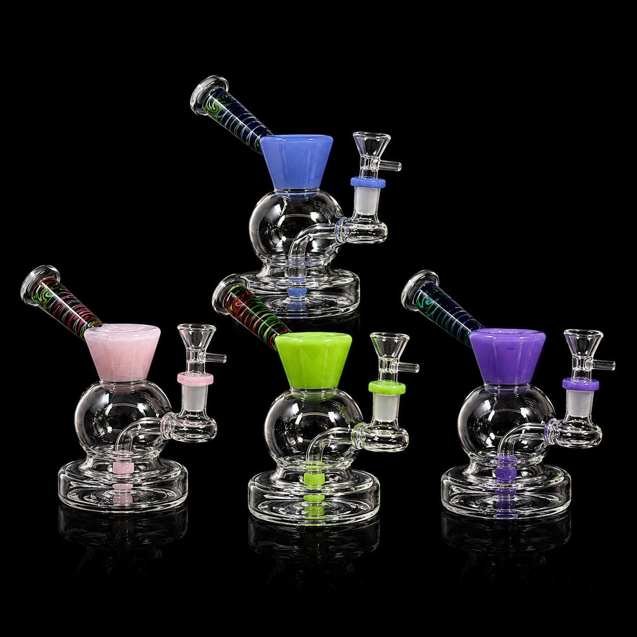 7 Inch Color Accent Bubble Glass Dab Rig Wholesale