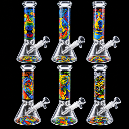 Colorful Pop Art Dog Beaker Glass Bong