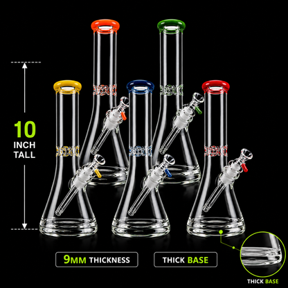 10 INCH 9mm AMERICAN COLOR MOUTH THICK BASE BECKER BONG