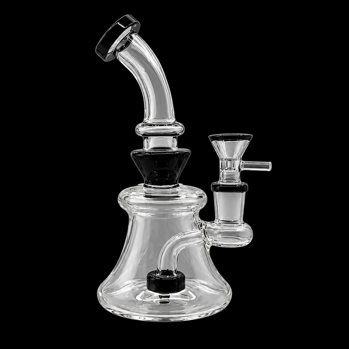 Bent Neck Bell Base Glass Dab Rig with Showerhead Percolator Wholesale RK Quality Glass