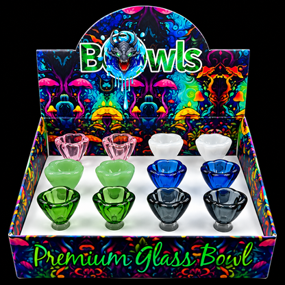 14mm Flower Theme Glass Bowl 12-Pack