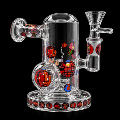 Retro Pop Art Glass Dab Rig with Side Mouthpiece Wholesale RK Quality Glass