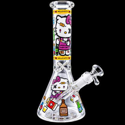 Cute Cartoon Cat Beaker Base Glass Water Bong