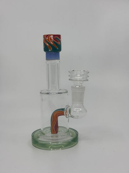 6" color art mini straight dab rig - RK Quality Glass