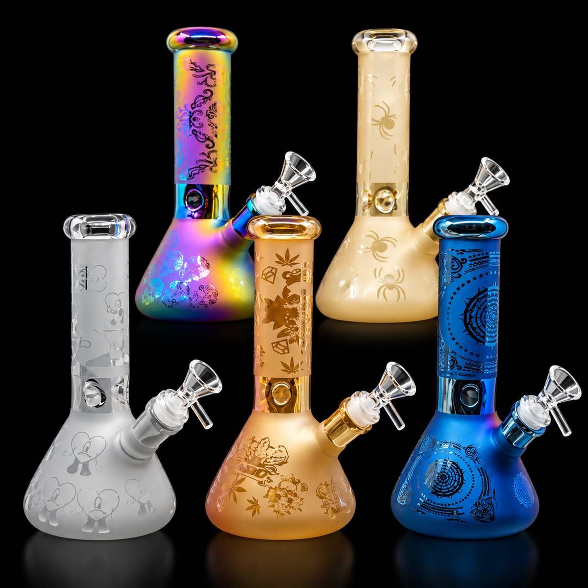 Frosted Pattern Glass Beaker Bong Wholesale RK Quality Glass
