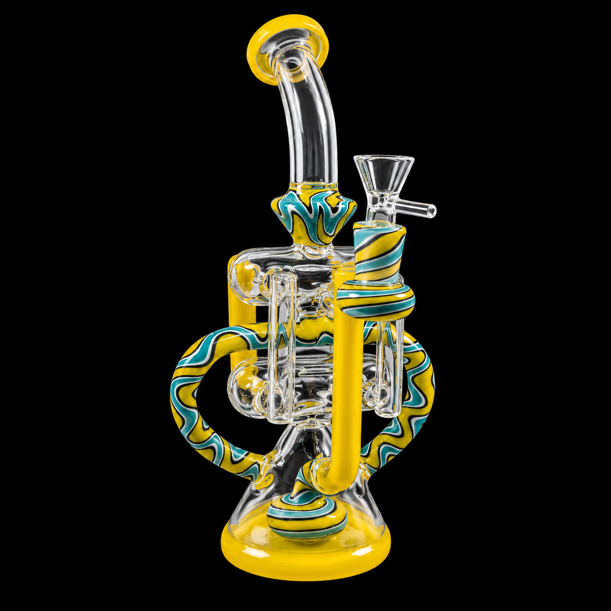 Swirl Recycler Bent Neck Glass Dab Rig Wholesale RK Quality Glass