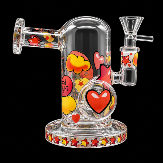 Retro Pop Art Glass Dab Rig with Side Mouthpiece Wholesale RK Quality Glass