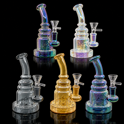 Iridescent Bent Neck Ribbed Glass Dab Rig Wholesale RK Quality Glass