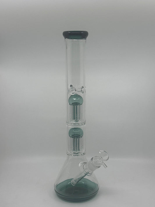 16” double tree perc color base Becker bong - WP253 - RK Quality Glass