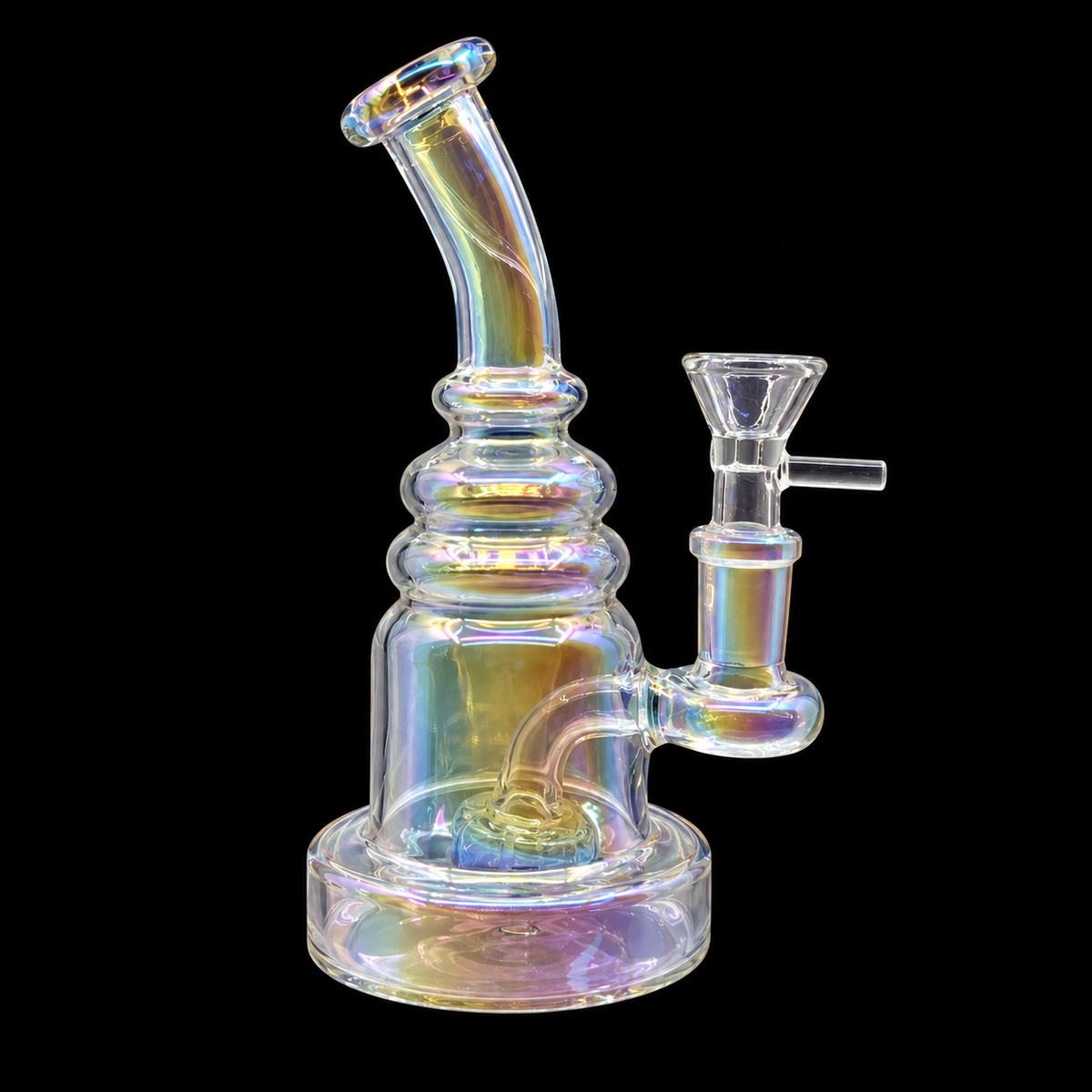 Iridescent Bent Neck Ribbed Glass Dab Rig Wholesale RK Quality Glass