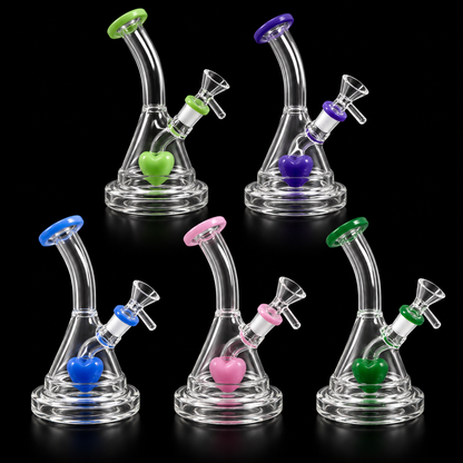 Heart Perc Bent Neck Glass Dab Rig Wholesale RK Quality Glass