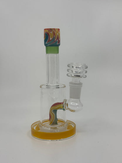 6" color art mini straight dab rig - RK Quality Glass