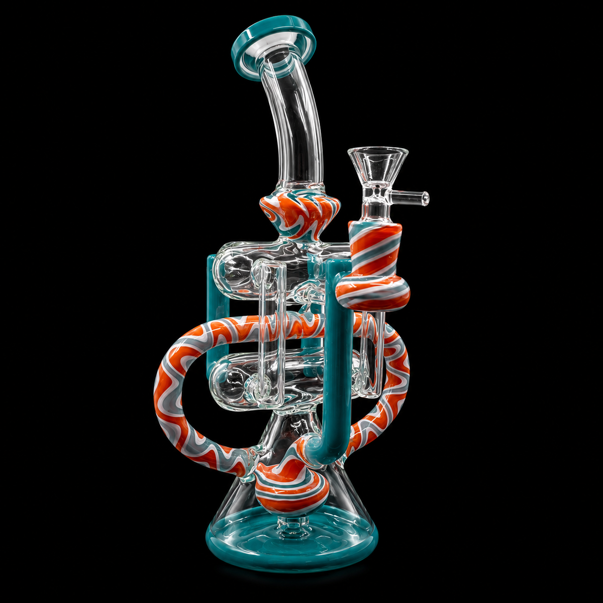 Swirl Recycler Bent Neck Glass Dab Rig Wholesale RK Quality Glass