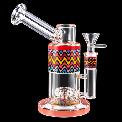 Rainbow Wave Glass Dab Rig with Angled Mouthpiece Wholesale RK Quality Glass