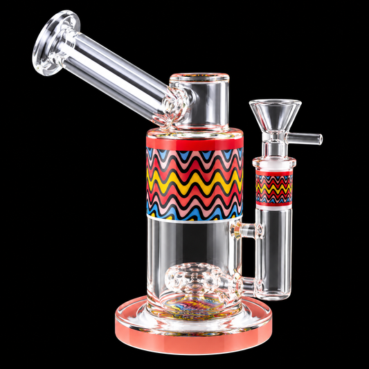 Rainbow Wave Glass Dab Rig with Angled Mouthpiece Wholesale RK Quality Glass