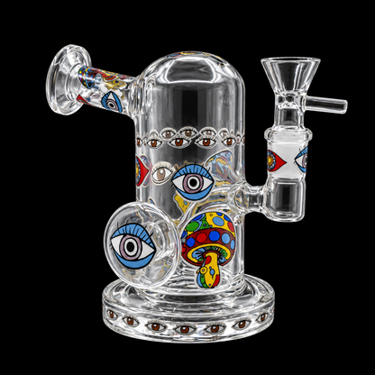 Psychedelic Eye Glass Dab Rig with Side Mouthpiece Wholesale RK Quality Glass