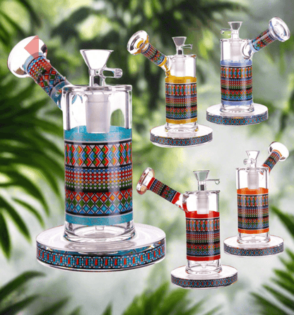 6.5” color art side cart dab rig - WP220 - RK Quality Glass